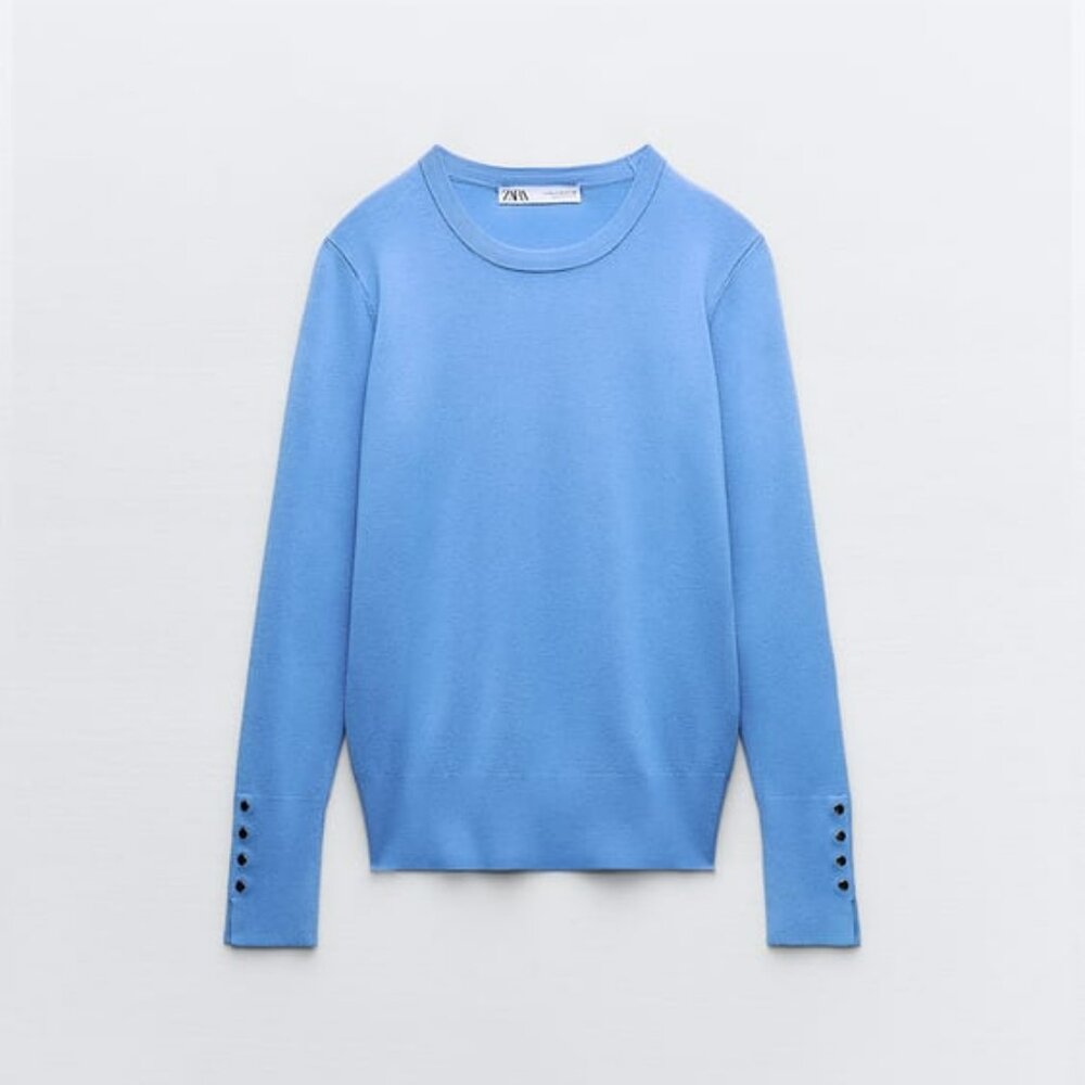 ZARA Long Sleeve Sweater - Blue (Size S)
